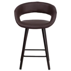 Flash Furniture Brynn Series 24'' High Contemporary Vinyl Rounded Back Counter Height Stool With Cappuccino Wood Frame -Baxton Studio Store GUEST 001083df 967b 48cc 89c4 4f850680e89c