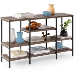 Best Choice Products 55in Industrial 4-Tier Console Table W/ Tall Shelves, Metal Frame -Baxton Studio Store GUEST 00cc8a7c 9073 4153 907b 2170275b33bf
