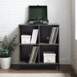 Jacobsen Record Storage Cube Bookshelf Brown Ash - Crosley -Baxton Studio Store GUEST 01a258eb be85 4304 bbd0 c991010328a2