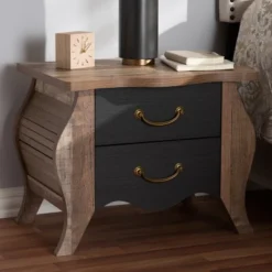 Romilly Country Cottage Farmhouse Oak Finished Wood 2 Drawer Nightstand Black/Brown - Baxton Studio 15 Romilly Country Cottage Farmhouse Oak Finished Wood 2 Drawer Nightstand Black/Brown - Baxton Studio -Baxton Studio Store GUEST 023571aa 81ae 479e b5de a415a9e83a77