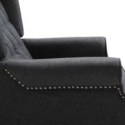 HOMCOM Fabric Upholstered Wingback Recliner, Tufted Back Linen Arm Chair With Footrest, Armrest, Padded Cushion, Dark Grey -Baxton Studio Store GUEST 027fa9c9 c272 470d 97a6 254c8d8daa05