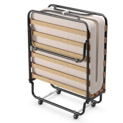 Costway Portable Folding Bed With Mattress Rollaway Cot Made In Italy NavyBeige -Baxton Studio Store GUEST 03ba1842 01ad 4292 a4e2 7777e265b933