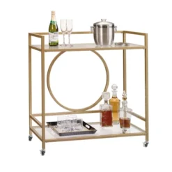 International Luxury Bar Cart Satin Gold/Clear Glass Finish - Sauder -Baxton Studio Store GUEST 04d11216 e671 4f7d 9b1d faff67514bdf