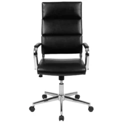 Merrick Lane High Panel-Back Ergonomic Office Chair With Padded Metal Arms Executive Swivel Computer Desk Chair -Baxton Studio Store GUEST 05b8ebb4 c2dc 4b8a 8bab d02359154508