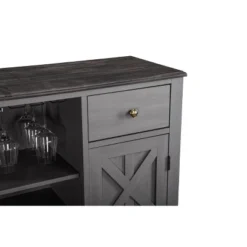 47" Wood Bar Cabinet With Brushed Nickel Knobs Gray - Home Essentials -Baxton Studio Store GUEST 06385594 df25 4283 a449 fc9fb54fb48e