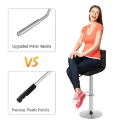 Set Of 2 Bar Stools PU Leather Adjustable Barstool Low Back Swivel Pub Chairs Black -Baxton Studio Store GUEST 06546f85 51b9 4a88 a3d5 071fc621992f