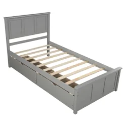 Twin Size Wood Platform Storage Bed With Two Drawers On Wheels-ModernLuxe -Baxton Studio Store GUEST 06dc8d78 1e79 4953 b7bb af646ce28f90