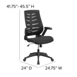 Emma And Oliver High Back Black Mesh Swivel Ergonomic Office Chair With Adjustable Flip-Up Arms -Baxton Studio Store GUEST 07369e61 888c 41bb 916d 9d31352f5243