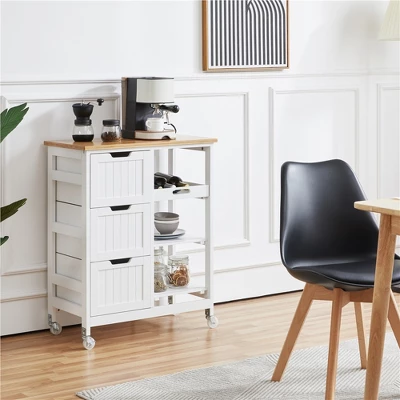 Yaheetech Rolling Kitchen Island Kitchen Cart With Cabinet & Drawer White 7 Yaheetech Rolling Kitchen Island Kitchen Cart With Cabinet & Drawer White - Image 7