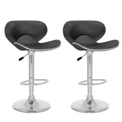 Set Of 2 Adjustable Curved Form Fitting Leatherette Barstool - Corliving -Baxton Studio Store GUEST 07f05738 c704 40f8 8b59 914b44f87a16