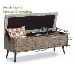 LuxenHome 47.2-Inch Wide Upholstered Wood Storage Bench. -Baxton Studio Store GUEST 0837ce4b 7b4a 4dcb afef 55185be91999