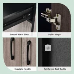 Costway 4-Door 71'' Kitchen Buffet Pantry Storage Cabinet W/Hutch Adjustable Shelf WhiteBlack -Baxton Studio Store GUEST 084479f2 996a 4e83 a25e 0e5335e3ad40