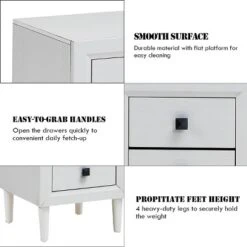Costway Nightstand End Bedside Coffee Table Wooden Leg Storage Drawers White -Baxton Studio Store GUEST 088bc481 80a0 4578 9eaf a9dcd03561c2