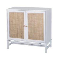 Set Of 2, Natural Rattan 2 Door Cabinets With 1 Adjustable Internal Shelf - ModernLuxe -Baxton Studio Store GUEST 0894d84e 6bd1 4e54 a8d3 f4b8d4b5b9eb