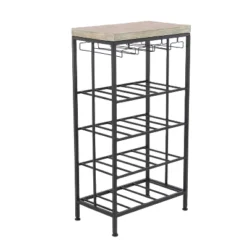 Industrial Metal Rectangle Wine Rack Black - Olivia & May -Baxton Studio Store GUEST 08e5e769 8198 4696 ad9b 081b735b5234