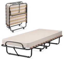Costway Portable Folding Bed With Mattress Rollaway Cot Made In Italy NavyBeige -Baxton Studio Store GUEST 094c8714 3502 4147 ad2e 5bee3d307cbf