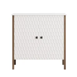 Cierra 31.50" W Modern 2 Carved Doors Featuring Two-Tier Storage And Gold-brushed Metal Frame With Dainty Square Handles-Maison Boucle -Baxton Studio Store GUEST 0a61c42d 7053 4033 942f b7f776051ce8