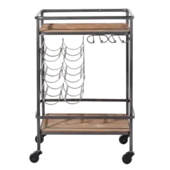 Metal And Wood 2 Tiered Wine Rack Chart Gray - Olivia & May -Baxton Studio Store GUEST 0af7a7c0 8c7d 4f88 83bf 639e9e9f9ffb