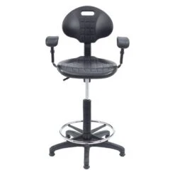 22"-32" Adjustable Height Polyurethane Task Office Chair With Arms Black- Hampden Furnishings -Baxton Studio Store GUEST 0b1d638a bb34 4296 bb78 8c6d4d6cc076