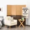 Costway 4 Panel Folding Room Divider Weave Fiber Privacy Partition Screen 6FT Tall