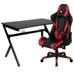 Flash Furniture Gaming Desk And Reclining Gaming Chair Set With Cup Holder, Headphone Hook & 2 Wire Management Holes -Baxton Studio Store GUEST 0b74ba46 4ebe 48e7 9b1e 9284656bc862