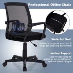 Costway Height Adjustable Mid-Back Mesh Chair Executive Chair W/ Lumbar Support -Baxton Studio Store GUEST 0c76d066 654a 4bb2 8363 1c606689e58c