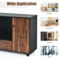 Costway Lateral Mobile Filing Cabinet Large Printer Stand W/2 Drawers Open Shelves Black -Baxton Studio Store GUEST 0e90f6f5 346b 4150 895e 28cccd595b4a