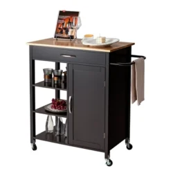 Tangkula Mobile Kitchen Island Cart Serving Utility Trolley Drawer Shelf Towel Rack -Baxton Studio Store GUEST 0e9bef81 45eb 4c03 a40a dadc02a516a6