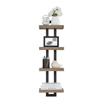 36" X 11" 4 Tier Ladder Bracket Floating Wall Shelf Unit - Danya B. 12 36" X 11" 4 Tier Ladder Bracket Floating Wall Shelf Unit - Danya B. - Image 12