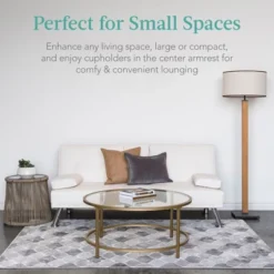 Best Choice Products Modern Faux Leather Convertible Futon Sofa W/ Removable Armrests, Metal Legs, 2 Cupholders - White -Baxton Studio Store GUEST 0f36b082 e78d 4c3e b091 31a8e7667e19