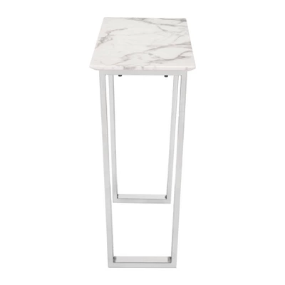 Modern Rectangular Faux Marble Console Table - Stone, Brushed Stainless Steel - Zm Home 1 Modern Rectangular Faux Marble Console Table - Stone, Brushed Stainless Steel - Zm Home