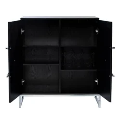 Henstinger Double Door Bar Cabinet Black/Chrome - Aiden Lane -Baxton Studio Store GUEST 10389097 8573 4284 9aa1 cf7617b9162e