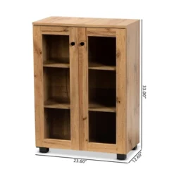Mason Wood 2 Door Storage Cabinet With Glass Doors Oak Brown/Black - Baxton Studio -Baxton Studio Store GUEST 107ee23c 78c6 4c7a ae1b 64e41eca2e61