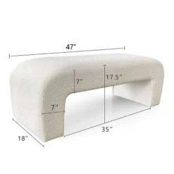 Lily 47" Upholstered Large Bouclé Waterfall Bench Look Storage Bench For Bedroom-The Pop Maison -Baxton Studio Store GUEST 10ce24c8 9d7b 44ca b01c a0790bbd16e5