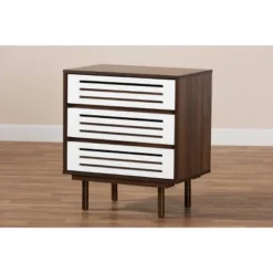 3 Drawer Meike Two-Tone Wood Nightstand Walnut/White - Baxton Studio -Baxton Studio Store GUEST 117222fe a777 41e3 8fea e44d81856a60