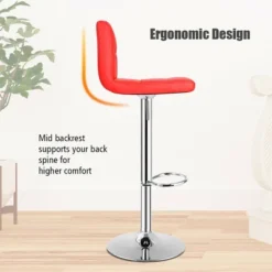 Costway Set Of 2 Bar Stools Adjustable Swivel Kitchen Counter Bar Chair PU Leather Red Full Back -Baxton Studio Store GUEST 11bd33df 9a80 4f5f b3f4 d297149ea128