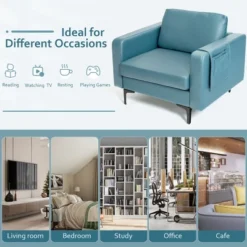 Costway Set Of 2 Leathaire Fabric Accent Armchair Single Sofa W/Side Storage Pocket 14 Costway Set Of 2 Leathaire Fabric Accent Armchair Single Sofa W/Side Storage Pocket -Baxton Studio Store GUEST 11e5d422 b0b3 4280 86d0 c41b7daec1b8