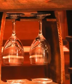 Vintiquewise Decorative Wooden 8 Bottle Rustic Wine Rack With Glasses Holder -Baxton Studio Store GUEST 1224b029 49a7 42cf 9eb5 bb4625121f9f