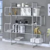 63" Contemporary 5 Shelf Zig Zag Bookcase With Glass Shelves Chrome - Coaster