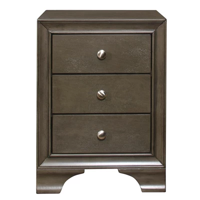 Centralia 3-Drawers Transitional Wood Nightstand In Gray - Lexicon 2 Centralia 3-Drawers Transitional Wood Nightstand In Gray - Lexicon - Image 2