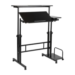 Black Rolling Sitting/Standing Desk With Side Storage - Mind Reader -Baxton Studio Store GUEST 12fa1d9e 25b2 429e a789 c94f0fd9b960