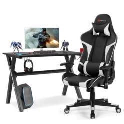 Costway X-Shaped Gaming Desk & Racing Style Massage Chair Set Home Office Black+White/Blue/Grey/Red -Baxton Studio Store GUEST 13472a4c b461 46c1 88be b6550365ddb4