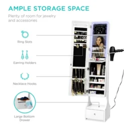 Best Choice Products Full Length LED Mirrored Jewelry Storage Organizer Cabinet W/ Interior & Exterior Lights -Baxton Studio Store GUEST 136a5590 d7e0 4866 8302 4b853bf6b2cd