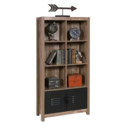 59.45" Norwood Range Bookshelf Wood And Black Metal Oak - OneSpace -Baxton Studio Store GUEST 1455323d 2e4f 447d b8e0 6ac2c8b060a3
