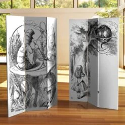 71" Double Sided Alice In Wonderland Canvas Room Divider White - Oriental Furniture 9 71" Double Sided Alice In Wonderland Canvas Room Divider White - Oriental Furniture -Baxton Studio Store GUEST 14b06221 c4bd 46e2 96cb 4dce392578ec
