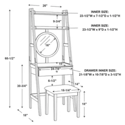 Alaina Leaning Vanity Set White - Linon -Baxton Studio Store GUEST 14cb2afb 97ca 45dc 97cb 840474c5b4b8