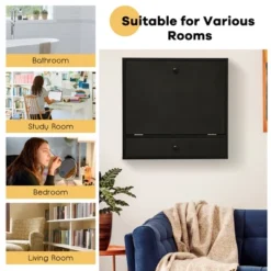 Costway Wall-Mount Floating Desk Foldable Space Saving Laptop Workstation -Baxton Studio Store GUEST 15a669be 2cac 424e 9c0e 482b2046d8ac