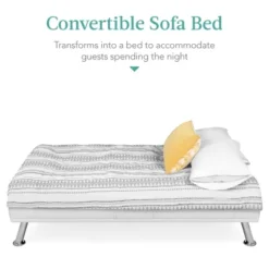 Best Choice Products Modern Faux Leather Convertible Futon Sofa W/ Removable Armrests, Metal Legs, 2 Cupholders - White -Baxton Studio Store GUEST 15efb93a ed10 4d1c a1d5 21f062b937e2