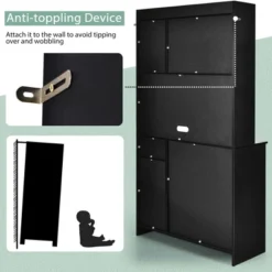 Costway 4-Door 71'' Kitchen Buffet Pantry Storage Cabinet W/Hutch Adjustable Shelf WhiteBlack -Baxton Studio Store GUEST 168635f3 1b31 4dc1 979d 6d093d599448