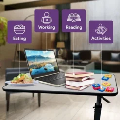 ProHeal Medical Overbed Table With Wheels And Adjustable Height - Rolling Overbed Table For Hospital And Home Use - Mahogany -Baxton Studio Store GUEST 16bc47aa 4e9d 4fb1 9e41 7c6e93d4ae1f